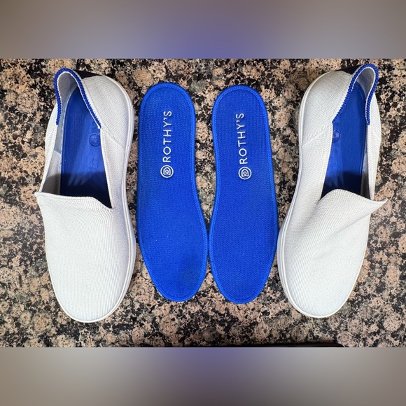 Rothy's White and Navy Slip-On Sneakers Size 8.5 - Picture 8 of 12